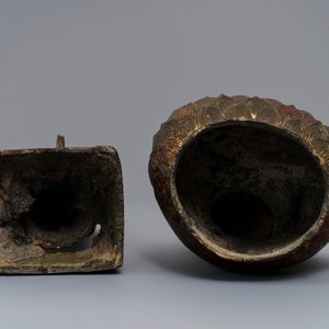 Two Chinese lacquered and gilt bronze figures of Mahakasyapa and Buddha Shakyamuni, Ming and later — 照片 6