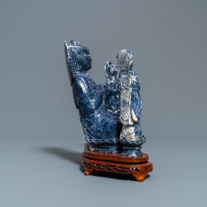 Two Chinese lapis lazuli groups, 20th C. — 照片 11