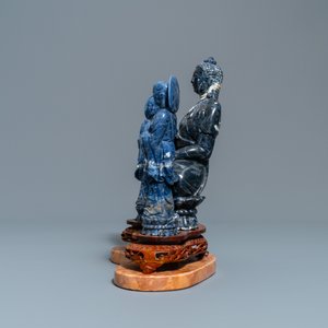 Two Chinese lapis lazuli groups, 20th C. — 照片 3