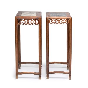 Two Chinese marble-topped hongmu stands, 19/20th C. — photo 4