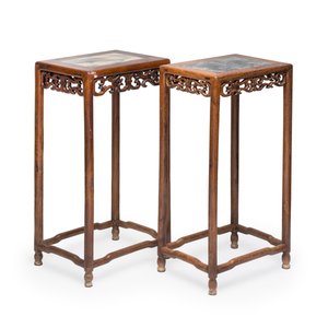 Two Chinese marble-topped hongmu stands — photo 1