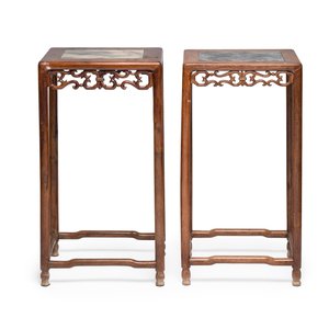 Two Chinese marble-topped hongmu stands — photo 3