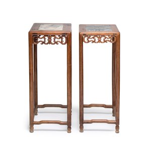 Two Chinese marble-topped hongmu stands — photo 4