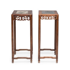 Two Chinese marble-topped hongmu stands — photo 6
