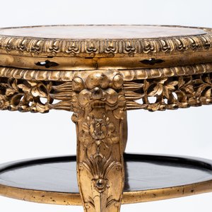 Two Chinese marble-topped hongmu two-tier stands, one with later gilding, 19/20th C. — 照片 7