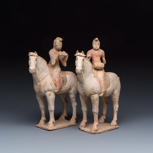 Two Chinese painted pottery 'Horserider' groups — photo 1