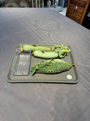 Two Chinese polychrome groups of cucumbers and bitter melons with insects, 19/20th C. — photo 1