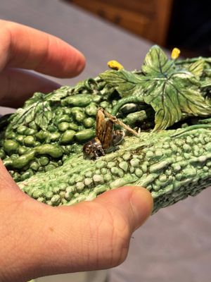 Two Chinese polychrome groups of cucumbers and bitter melons with insects, 19/20th C. — photo 9