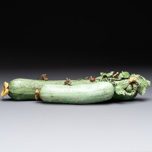 Two Chinese polychrome groups of cucumbers and bitter melons with insects, 19/20th C. — photo 7