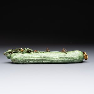 Two Chinese polychrome groups of cucumbers and bitter melons with insects, 19/20th C. — photo 9