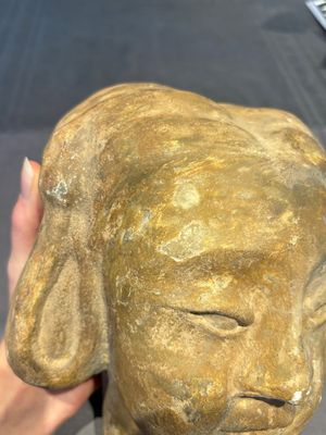 Two Chinese polychrome pottery figures and a female head, Tang — photo 46
