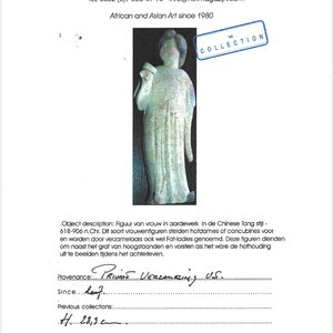 Two Chinese polychrome pottery figures and a female head, Tang — photo 14