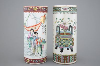Two Chinese porcelain hat stands, 19/20th C.