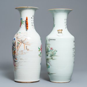 Two Chinese qianjiang cai and famille rose vases, 19/20th C. — 照片 2