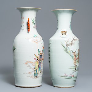 Two Chinese qianjiang cai and famille rose vases, 19/20th C. — 照片 4