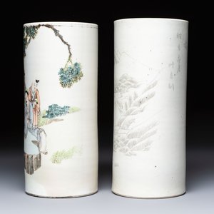 Two Chinese qianjiang cai and grisaille hat stands, signed Gao Hengtai 高恆泰 and Ye Ji 葉吉, one dated 1906, 19/20th C. — 照片 2