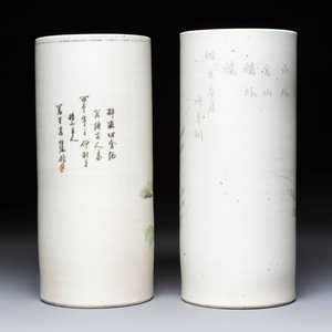 Two Chinese qianjiang cai and grisaille hat stands, signed Gao Hengtai 高恆泰 and Ye Ji 葉吉, one dated 1906, 19/20th C. — 照片 3