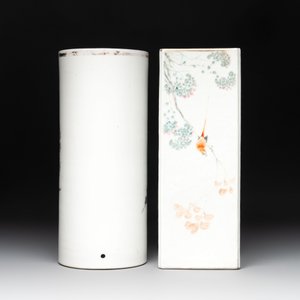 Two Chinese qianjiang cai hat stands, Xin Yuan Xuan Zao 鑫源軒造 mark, dated 1923 and Tongzhi mark, dated 1888 — photo 3