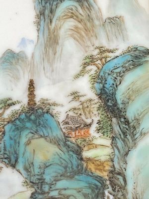 Two Chinese qianjiang cai plaques, signed Shi Qifeng 石奇峰 and Wang Xiliang 王錫良, dated 1944 — 照片 12