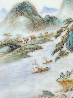 Two Chinese qianjiang cai plaques, signed Shi Qifeng 石奇峰 and Wang Xiliang 王錫良, dated 1944 — 照片 10