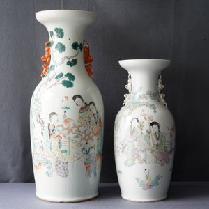 Two Chinese qianjiang cai vases with ladies and playing children, 19/20th C. — 照片 7