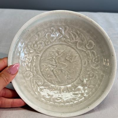 Two Chinese qingbai plates and a Longquan celadon plate — photo 13