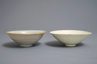 Two Chinese qingbai underglaze design bowls, Song
