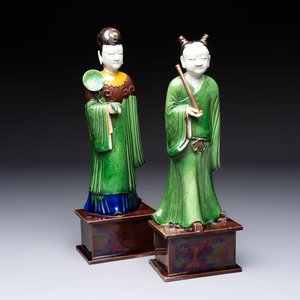 Two Chinese sancai-glazed figures, 19th C. — photo 1