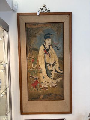 Two Chinese schools: 'Lan Caihe 蓝采和' and 'Lu Dongbin 吕洞宾', ink and colour on silk, 19th C. — photo 1