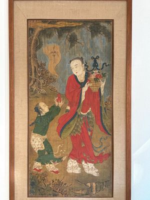 Two Chinese schools: 'Lan Caihe 蓝采和' and 'Lu Dongbin 吕洞宾', ink and colour on silk, 19th C. — photo 15