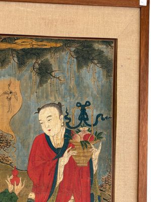 Two Chinese schools: 'Lan Caihe 蓝采和' and 'Lu Dongbin 吕洞宾', ink and colour on silk, 19th C. — photo 17