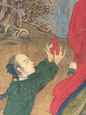 Two Chinese schools: 'Lan Caihe 蓝采和' and 'Lu Dongbin 吕洞宾', ink and colour on silk, 19th C. — photo 23