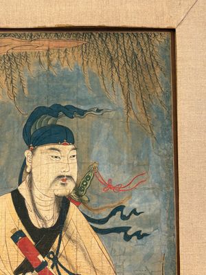 Two Chinese schools: 'Lan Caihe 蓝采和' and 'Lu Dongbin 吕洞宾', ink and colour on silk, 19th C. — photo 4