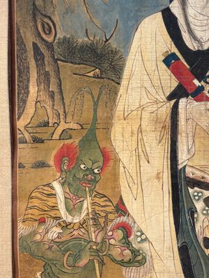 Two Chinese schools: 'Lan Caihe 蓝采和' and 'Lu Dongbin 吕洞宾', ink and colour on silk, 19th C. — photo 7