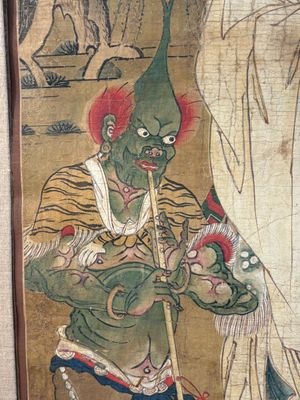Two Chinese schools: 'Lan Caihe 蓝采和' and 'Lu Dongbin 吕洞宾', ink and colour on silk, 19th C. — photo 8
