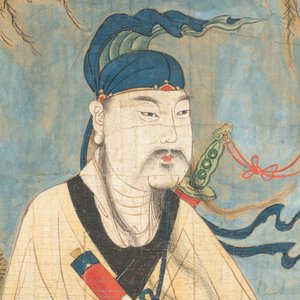 Two Chinese schools: 'Lan Caihe 蓝采和' and 'Lu Dongbin 吕洞宾', ink and colour on silk, 19th C. — photo 2