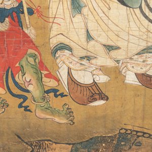 Two Chinese schools: 'Lan Caihe 蓝采和' and 'Lu Dongbin 吕洞宾', ink and colour on silk, 19th C. — photo 4