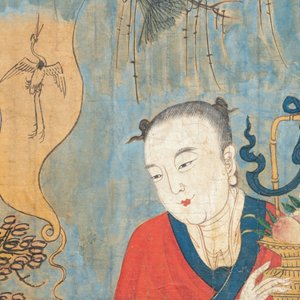 Two Chinese schools: 'Lan Caihe 蓝采和' and 'Lu Dongbin 吕洞宾', ink and colour on silk, 19th C. — photo 5