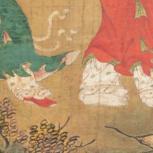 Two Chinese schools: 'Lan Caihe 蓝采和' and 'Lu Dongbin 吕洞宾', ink and colour on silk, 19th C. — photo 7
