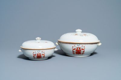 Two Chinese Scottish market Ross of Balnagowan armorial tureens and covers, Qianlong