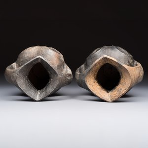 Two Chinese Sichuan black burnished pottery amphoras, Han — foto 6