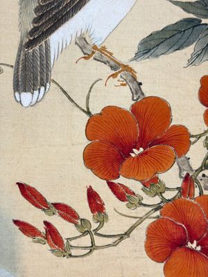 Two Chinese silk paintings with birds on blossoming branches, signed Shi Ren 施仁, dated 1898 — photo 11