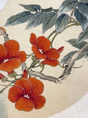 Two Chinese silk paintings with birds on blossoming branches, signed Shi Ren 施仁, dated 1898 — photo 12