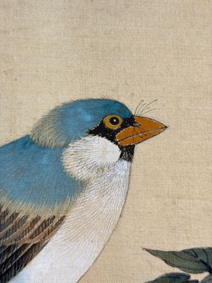 Two Chinese silk paintings with birds on blossoming branches, signed Shi Ren 施仁, dated 1898 — photo 9