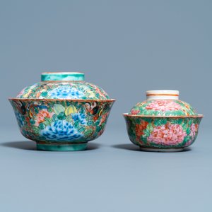 Two Chinese Thai market Bencharong bowls and covers, 19th C. — photo 2