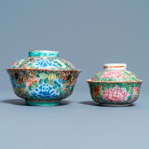 Two Chinese Thai market Bencharong bowls and covers, 19th C. — photo 4