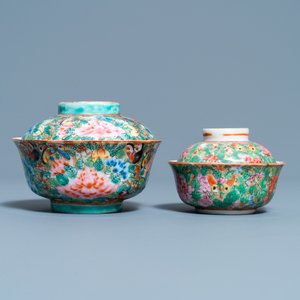 Two Chinese Thai market Bencharong bowls and covers, 19th C. — photo 5