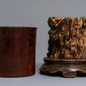 Two Chinese wooden brush pots, 19/20th C. — 照片 2