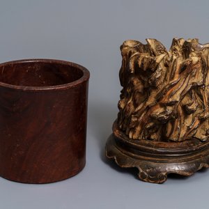 Two Chinese wooden brush pots, 19/20th C. — 照片 7