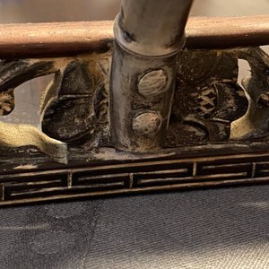 Two Chinese wooden trays with engraved silver plaques and bamboo-shaped handles, 19th C. — photo 14